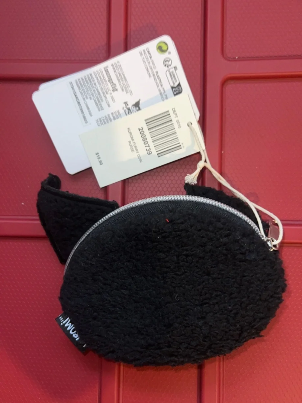 Sanrio Kuromi Plush Coin Pouch - Black with Pink Accent